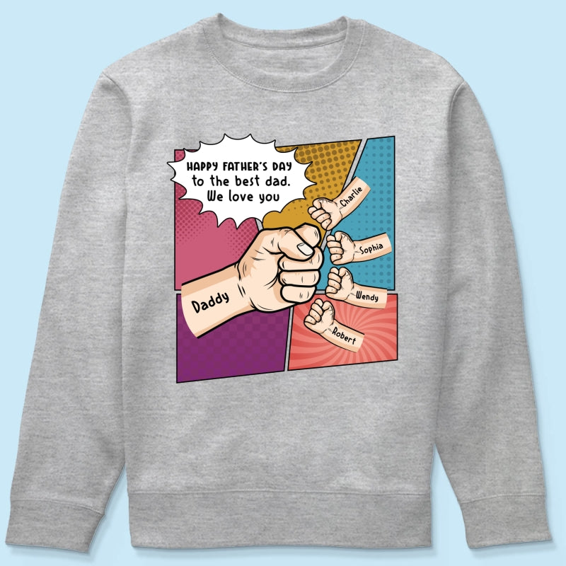 Pop Art Fist Bump Happy Father's Day Personalized Shirt