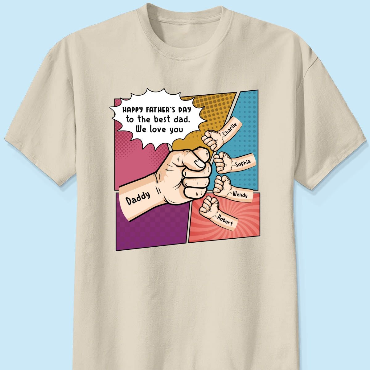 Pop Art Fist Bump Happy Father's Day Personalized Shirt