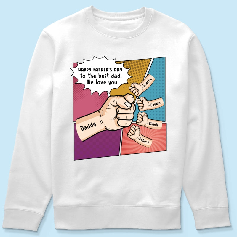 Pop Art Fist Bump Happy Father's Day Personalized Shirt
