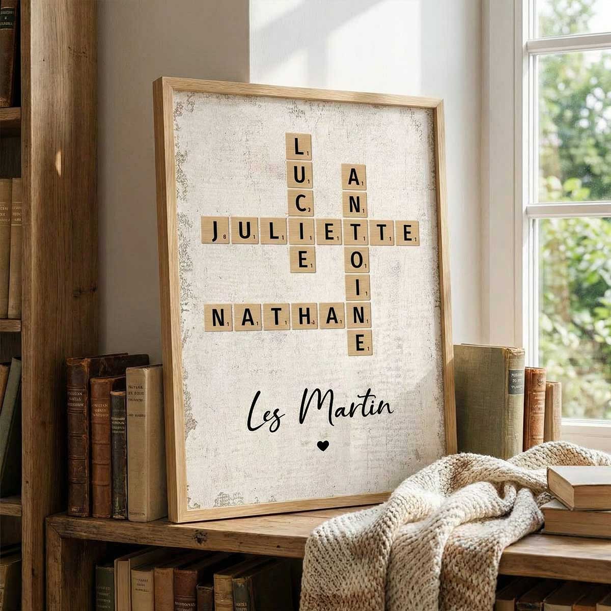 Tableau Mots Croiss de Famille - Cr en un instant, chri pour toujours - Affiche Personnalise