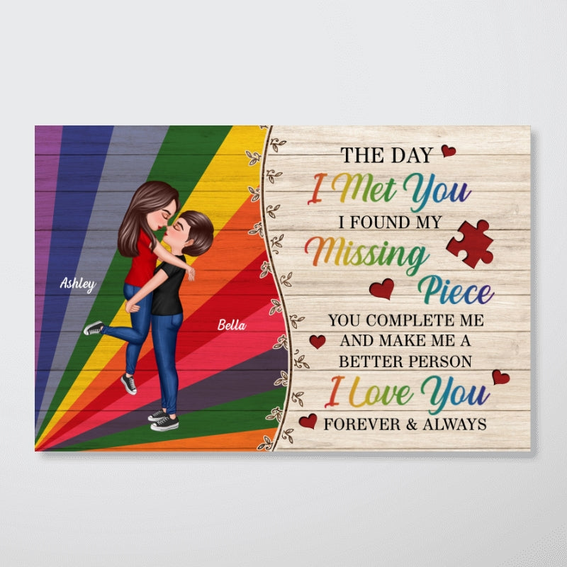The Day I Met You Lesbian Couple LGBT Personalized Poster, Pride Month Gift