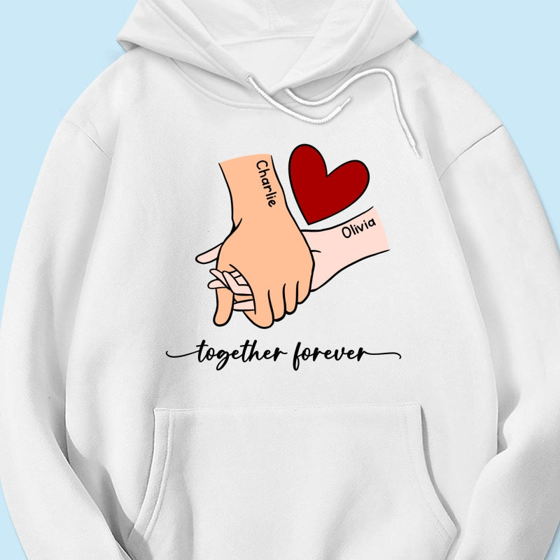 Personalized Couple Holding Hands Red Heart Shirt,  Gift, Anniversary Gift for Him for Her