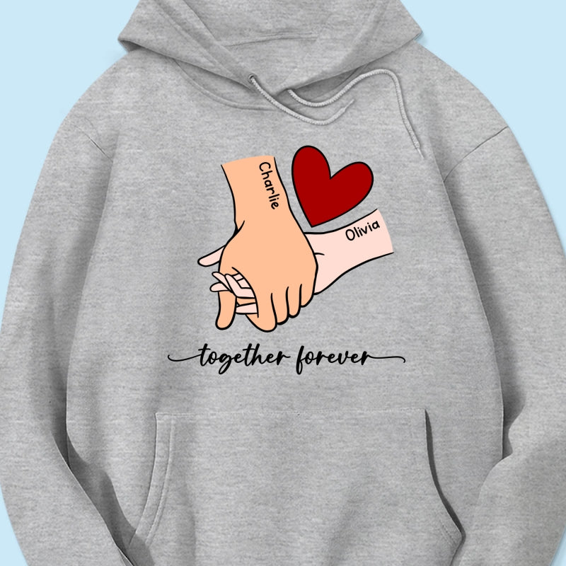 Personalized Couple Holding Hands Red Heart Shirt,  Gift, Anniversary Gift for Him for Her