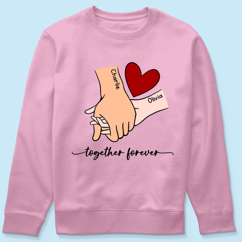 Personalized Couple Holding Hands Red Heart Shirt,  Gift, Anniversary Gift for Him for Her
