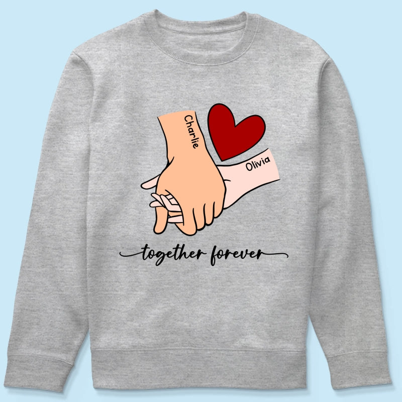 Personalized Couple Holding Hands Red Heart Shirt,  Gift, Anniversary Gift for Him for Her