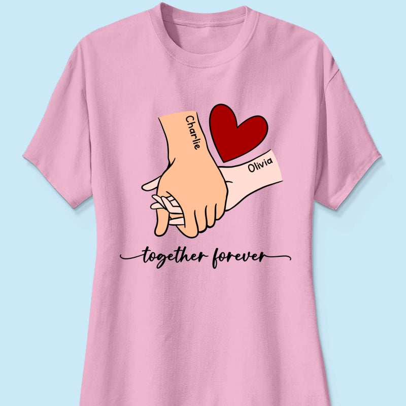 Personalized Couple Holding Hands Red Heart Shirt,  Gift, Anniversary Gift for Him for Her