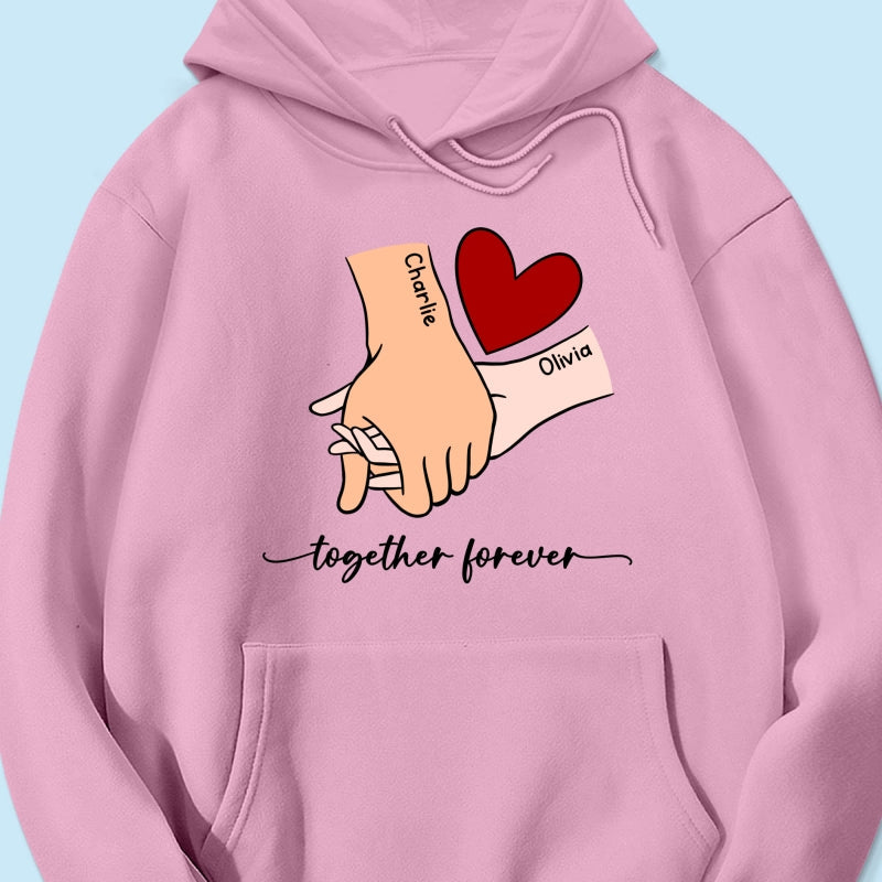 Personalized Couple Holding Hands Red Heart Shirt,  Gift, Anniversary Gift for Him for Her