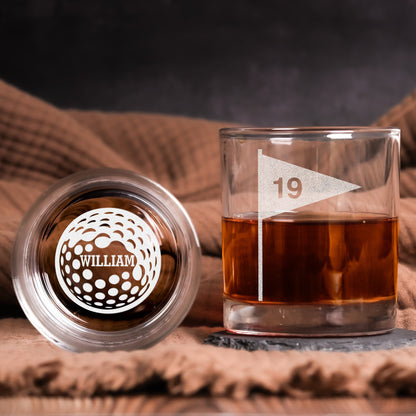 19Th Hole - For Golfers, Golf Lovers, Husband, Dad, Grandpa - Personalized Whiskey Glass