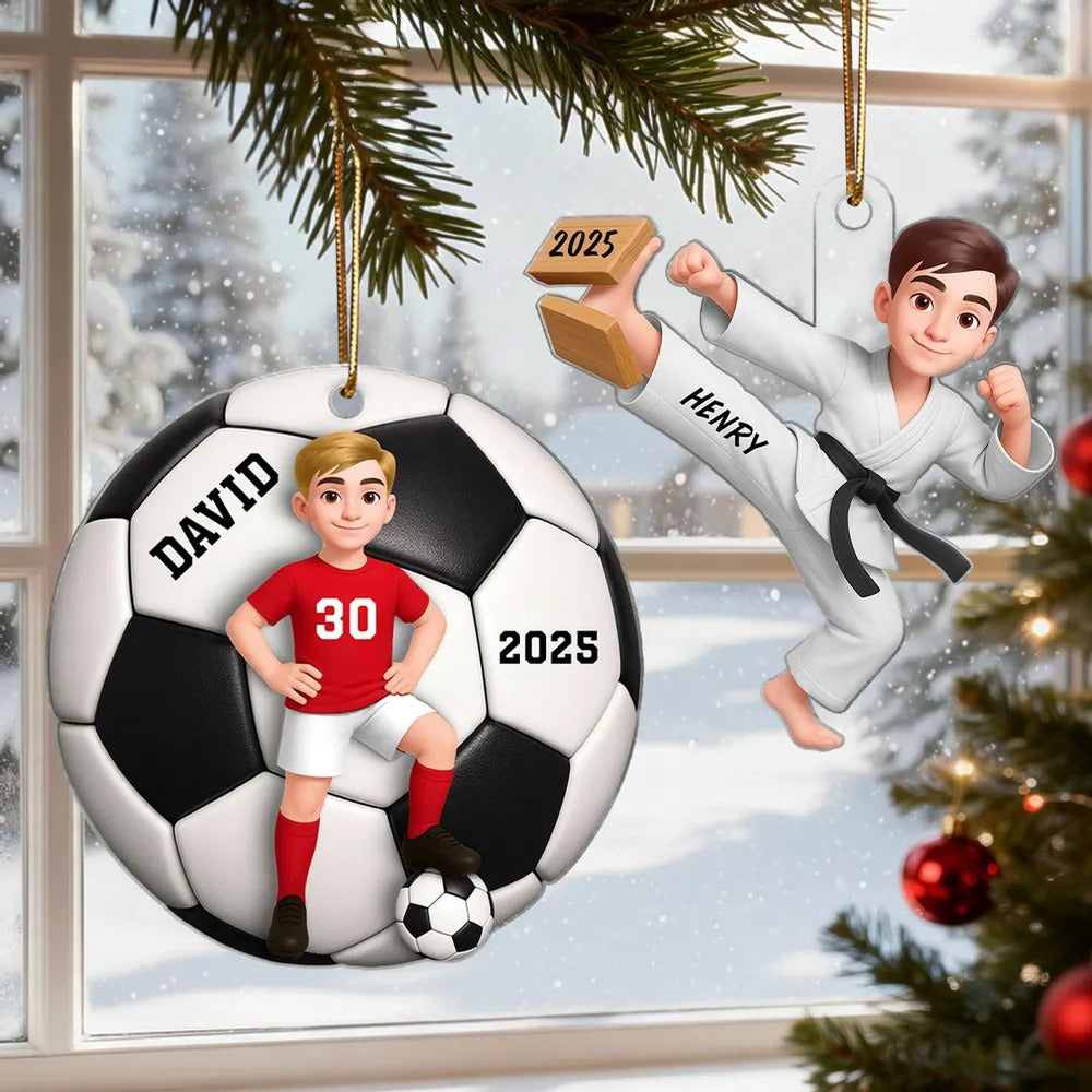 Custom Sports Keepsake - Personalized 3D Sport Acrylic Ornament - Christmas Gift for Son, Daughter, Grandson, Granddaughter