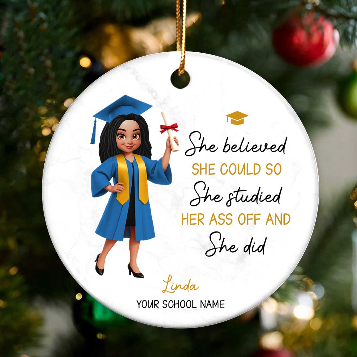 Behind You All Your Memories - Personalized Ceramic Ornament - Christmas Gift Graduation Gift For Senior