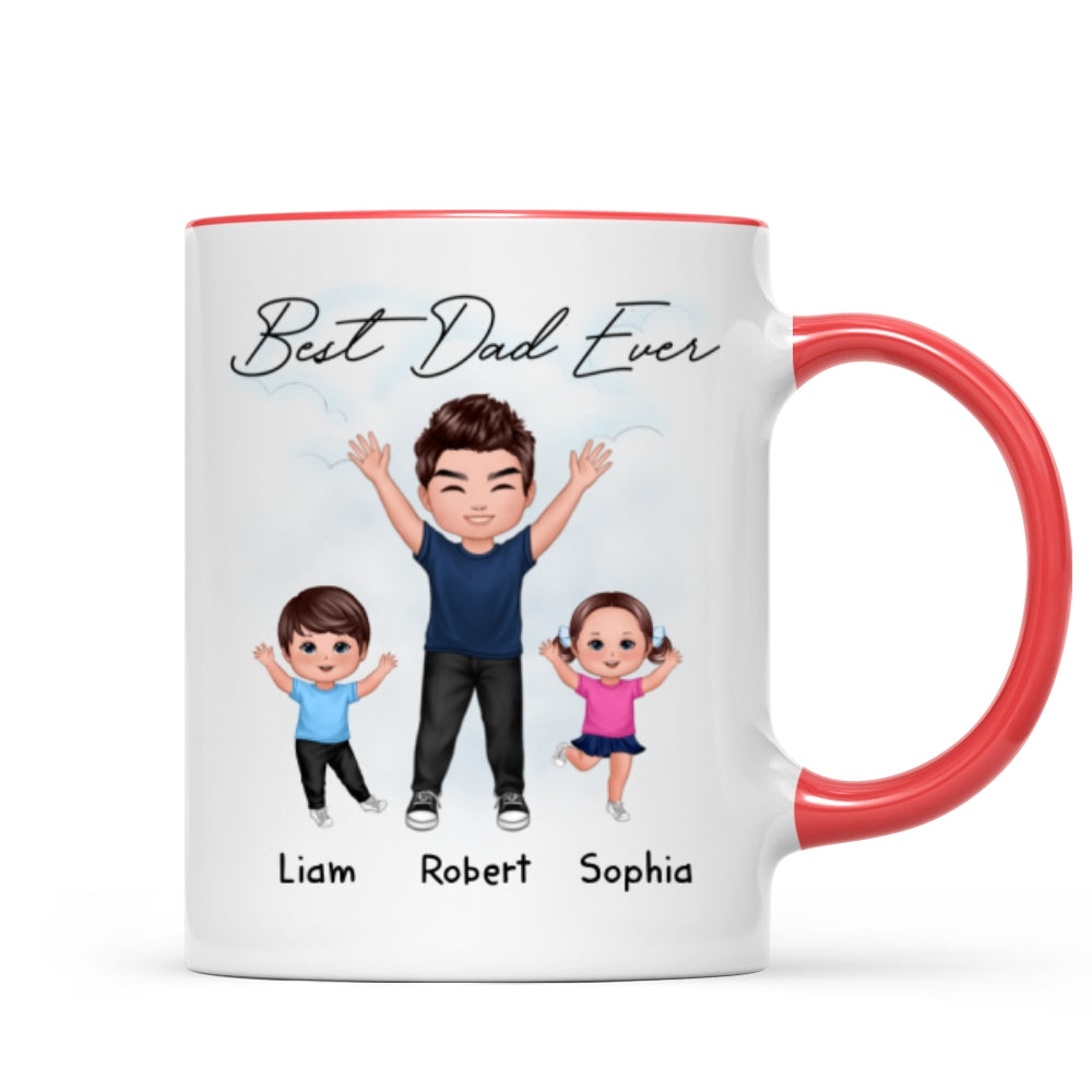 Happy Dad And Kids Dogs Cats Best Dad Ever Father‘s Day Gift For Dad Personalized Mug