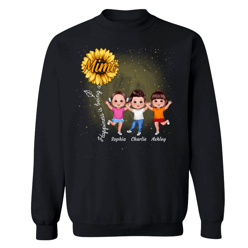 Happiness Is Being A Grandma Sunflower Happy Doll Kids Personalized Shirt