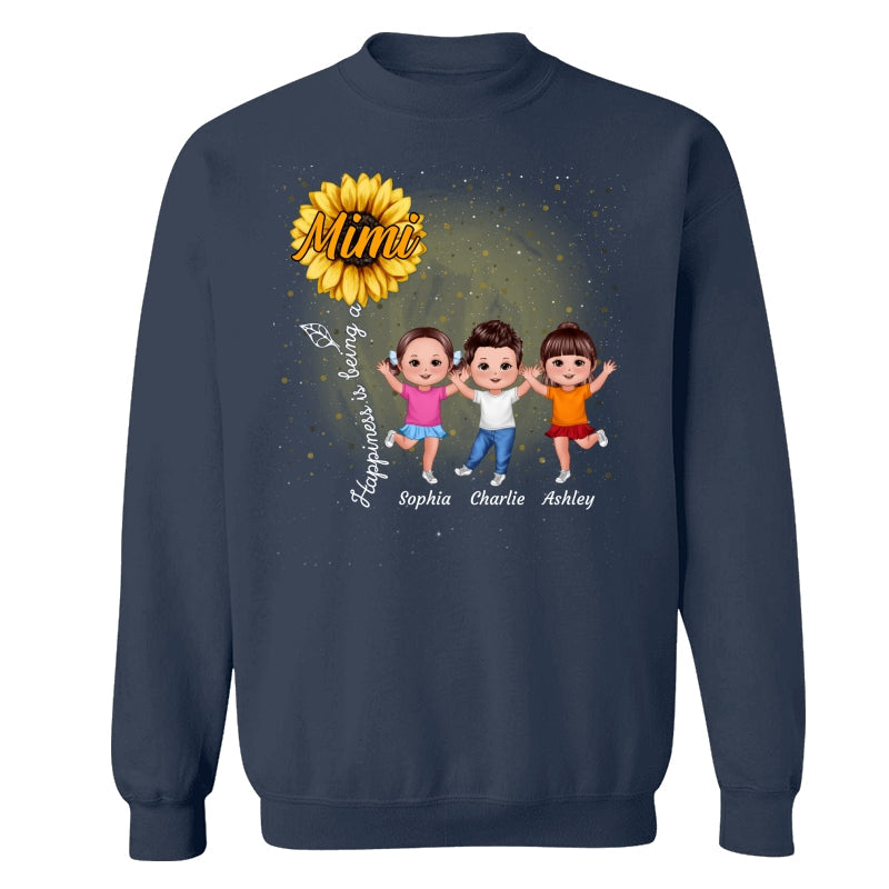 Happiness Is Being A Grandma Sunflower Happy Doll Kids Personalized Shirt