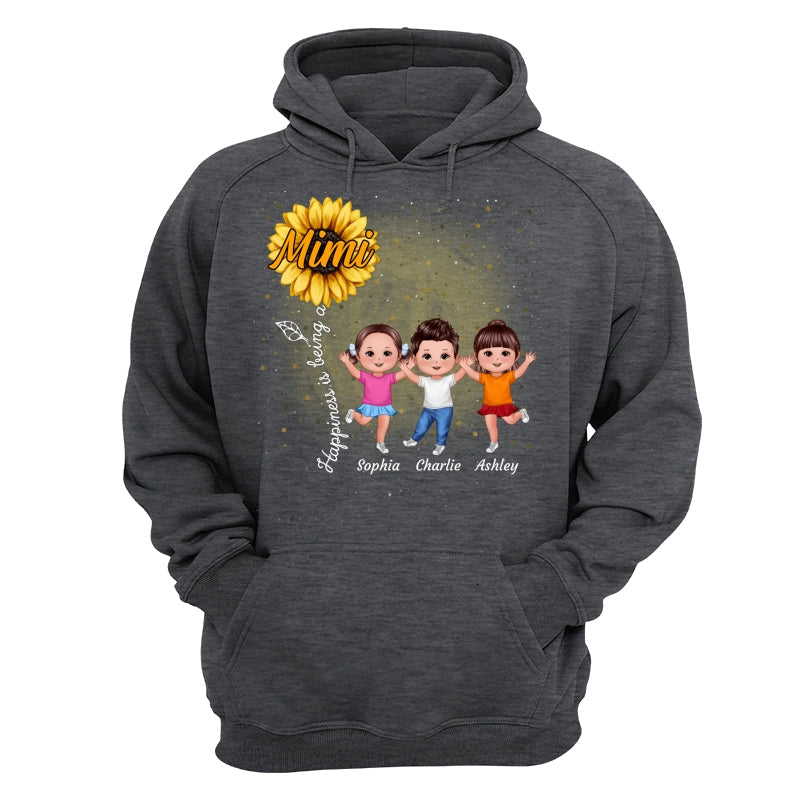 Happiness Is Being A Grandma Sunflower Happy Doll Kids Personalized Shirt