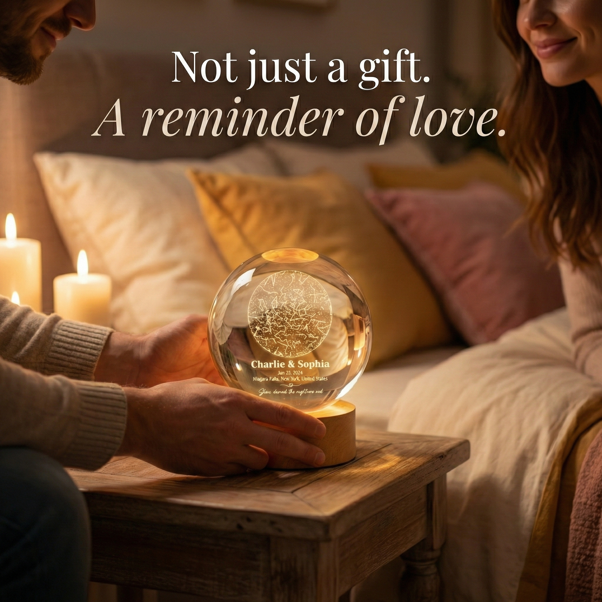 The Night We Met Star Map - Personalized Crystal Ball Night Light - Gift for Couple