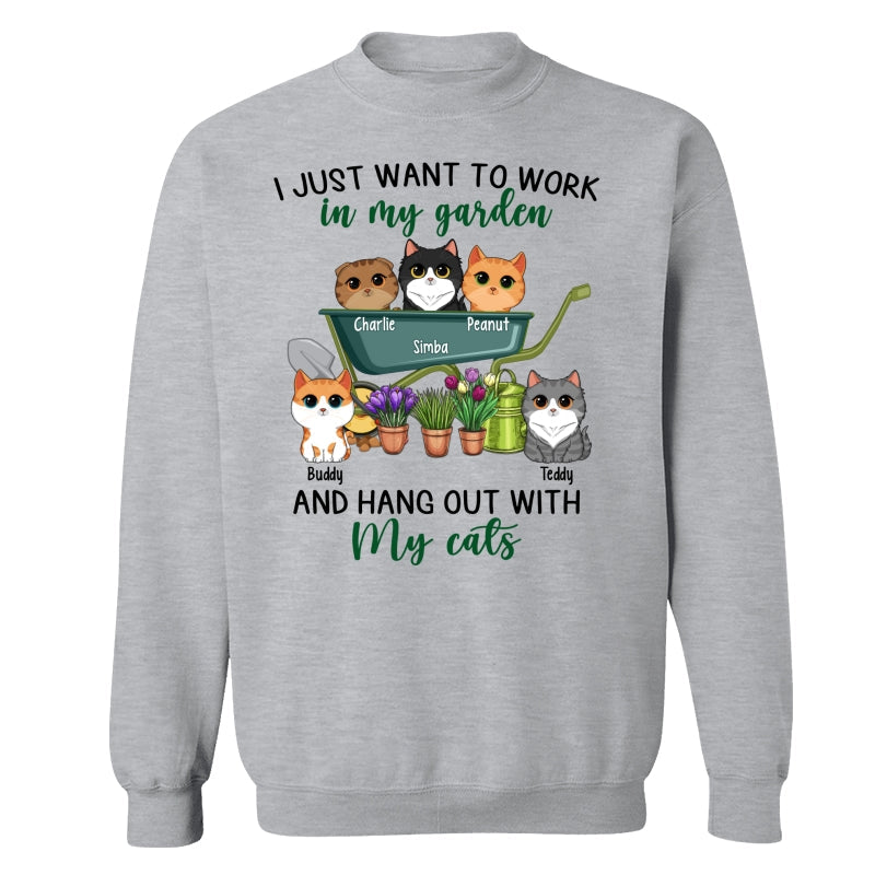 Work In Garden And Hang Out With Cats Cute Cat Vector Personalized Shirt