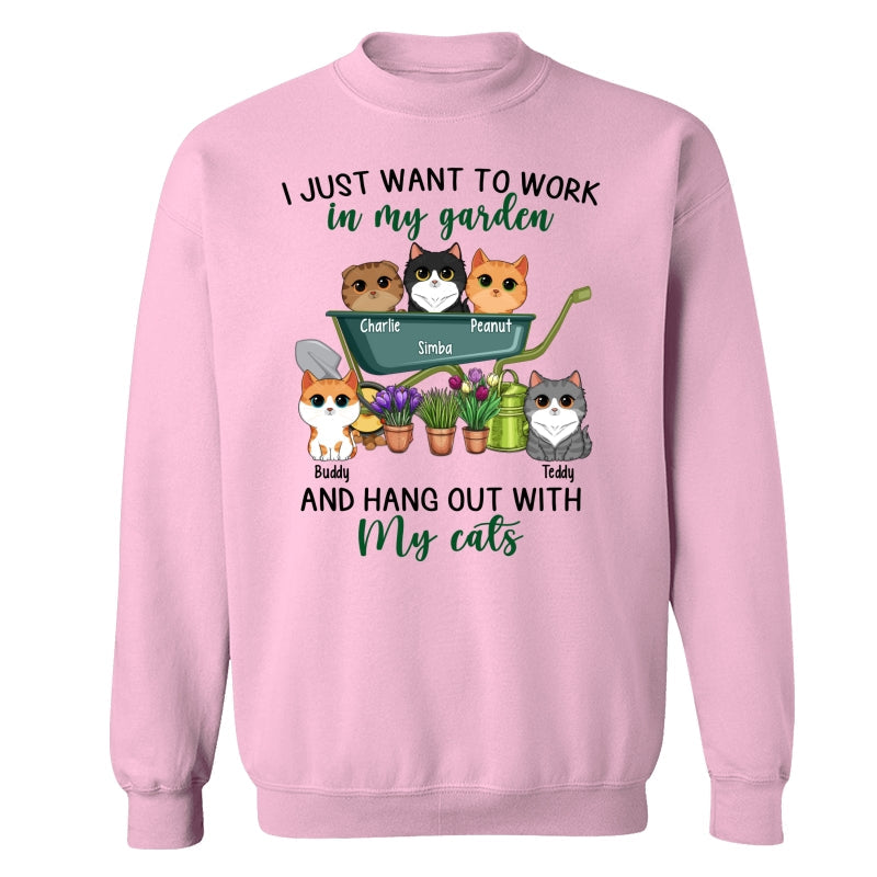 Work In Garden And Hang Out With Cats Cute Cat Vector Personalized Shirt