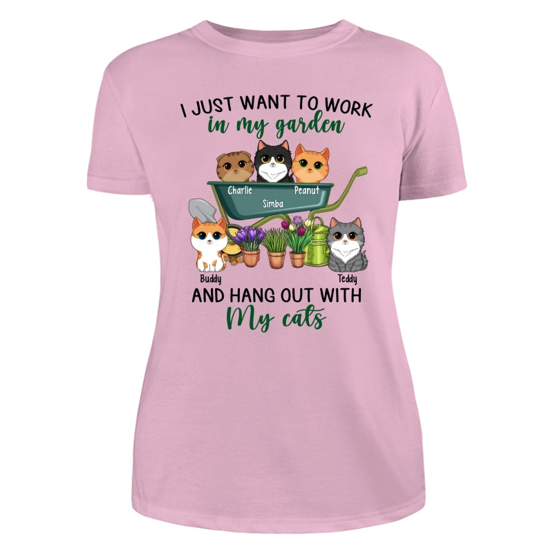 Work In Garden And Hang Out With Cats Cute Cat Vector Personalized Shirt