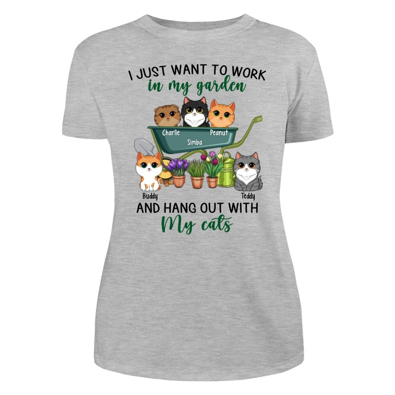 Work In Garden And Hang Out With Cats Cute Cat Vector Personalized Shirt