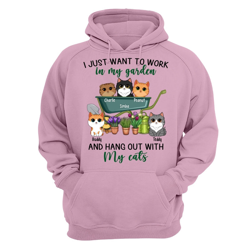 Work In Garden And Hang Out With Cats Cute Cat Vector Personalized Shirt