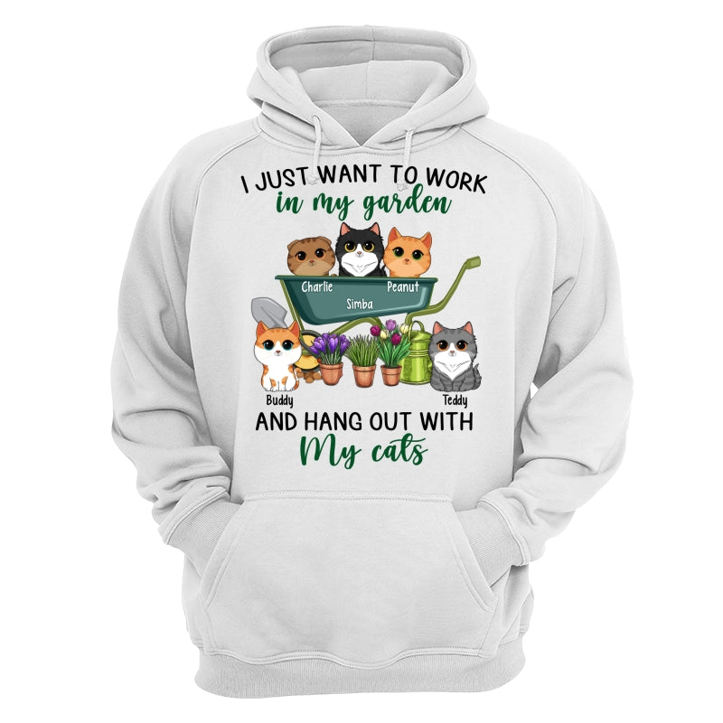Work In Garden And Hang Out With Cats Cute Cat Vector Personalized Shirt