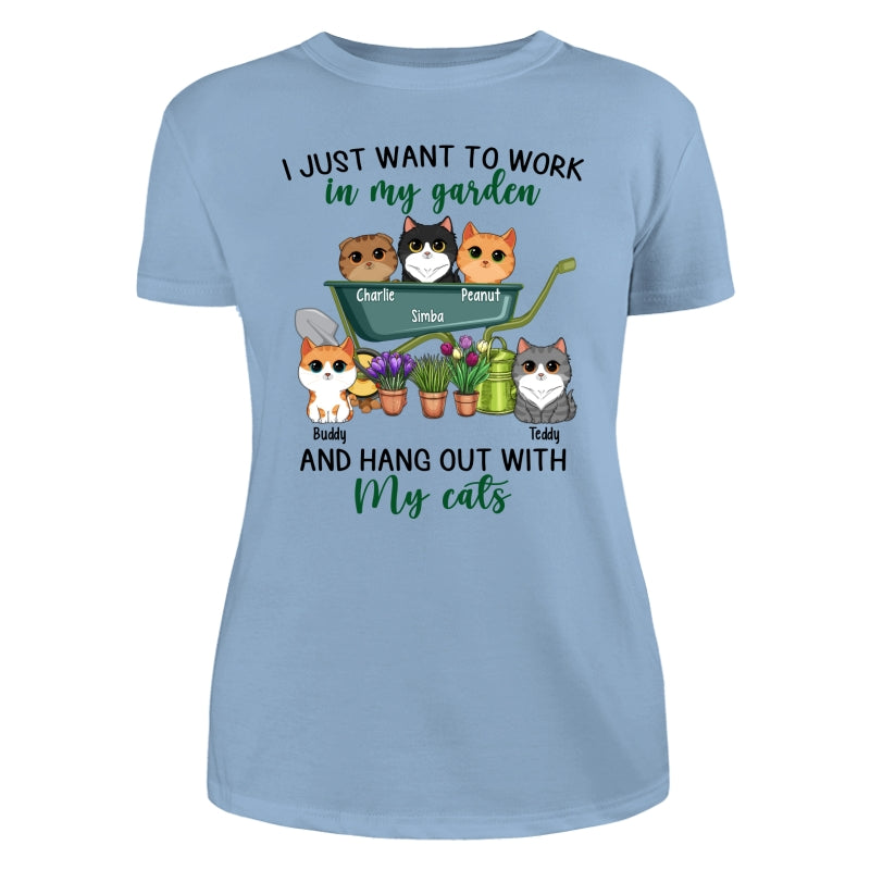 Work In Garden And Hang Out With Cats Cute Cat Vector Personalized Shirt