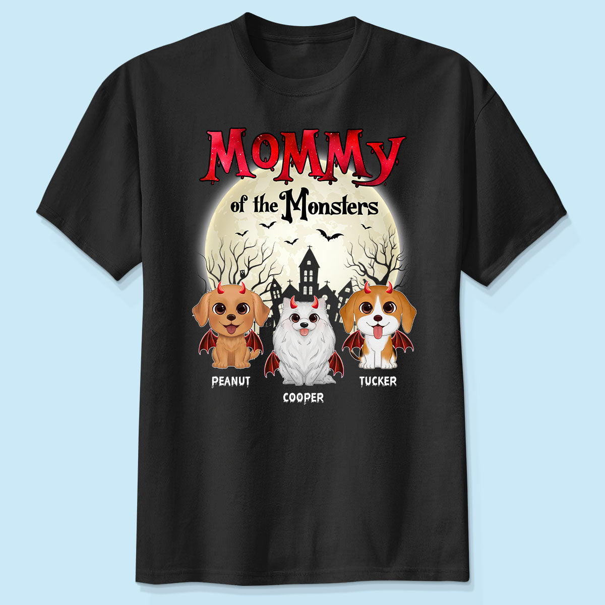 Mommy Of The Monsters Halloween Watercolor Cute Dogs Cats - Personalized Shirt