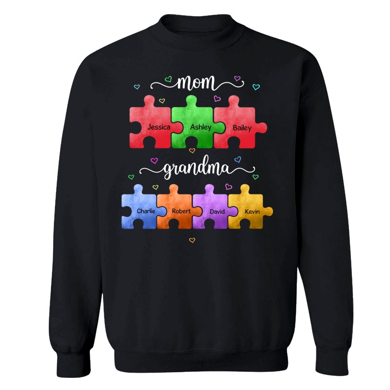Mom Grandma Colorful Puzzle Gift For Grandma Personalized Shirt