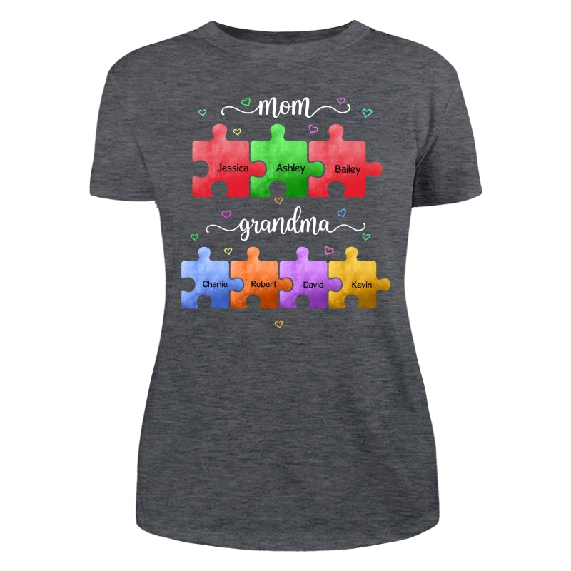 Mom Grandma Colorful Puzzle Gift For Grandma Personalized Shirt