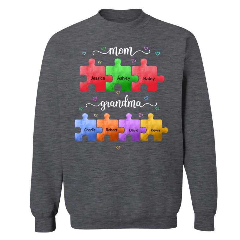 Mom Grandma Colorful Puzzle Gift For Grandma Personalized Shirt