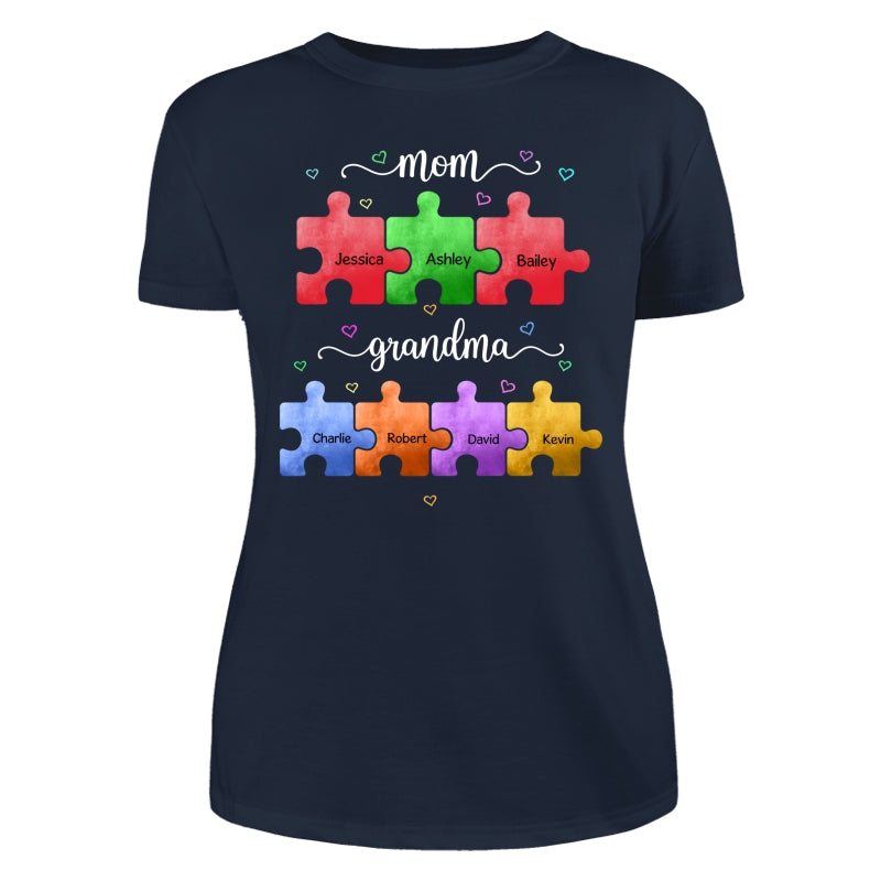 Mom Grandma Colorful Puzzle Gift For Grandma Personalized Shirt