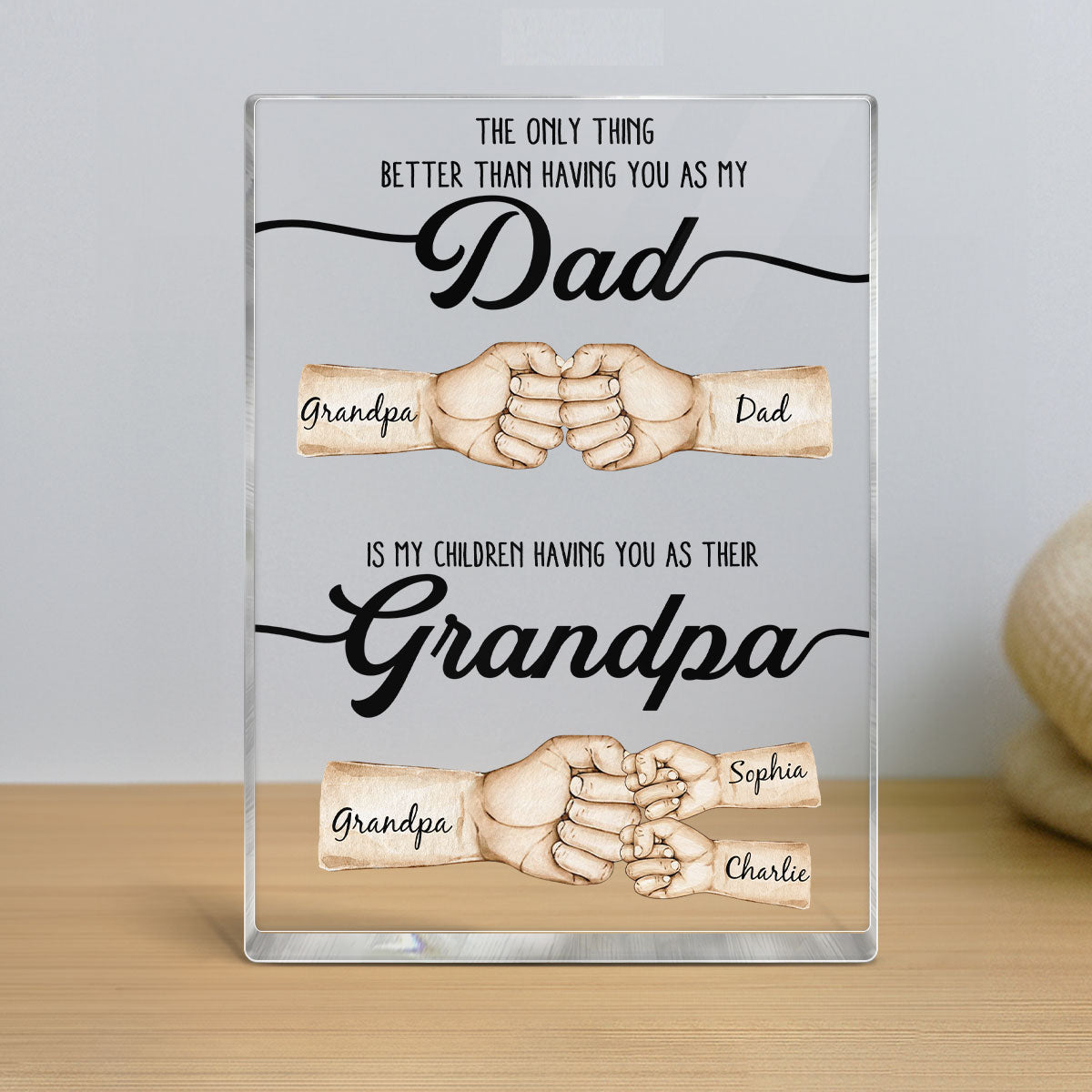 The Only Thing Better Than Having You As My Dad Fist Bump Personalized Acrylic Block,  gift for Dad from Daughter from Son