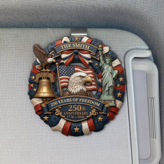 250th Anniversary Gift For Mom, Dad, Family, Friend - Personalized Car Visor Clip