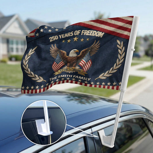 250th Anniversary USA Patriotic Faux Pattern - Personalized Car Flag