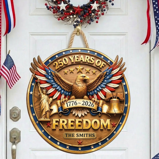 250 Years Of Freedom Faux Pattern - Personalized Wood Sign