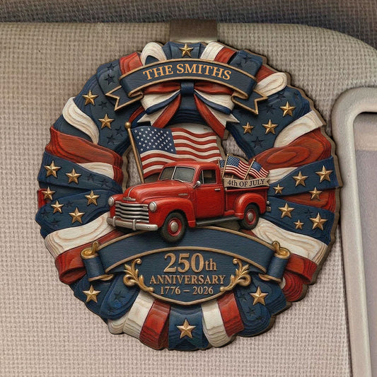 250 Years Of Freedom USA Red Truck - Personalized Car Visor Clip