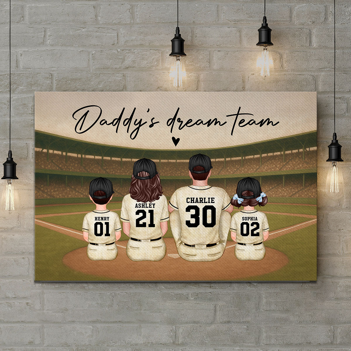 Retro Vintage Baseball Daddy's Dream Team Personalized Wrapped Canvas| Heartfelt Birthday Gift For Dad
