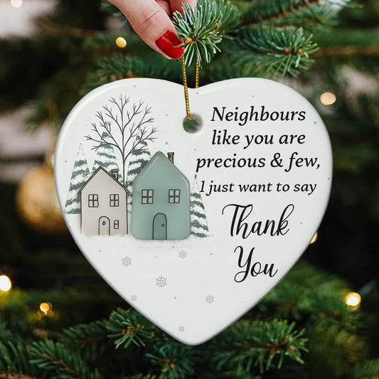 2D Sea Glass Effect Printed Thank You Neighbours Appreciation Bulk Christmas Gifts - Ceramic Ornament