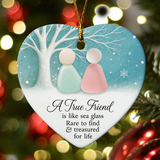 2D Sea Glass Effect Printed Thank You Friendship Christmas Gifts - Ceramic Ornament