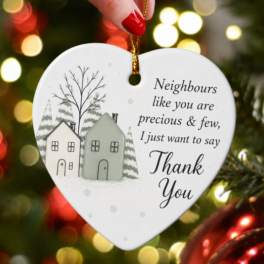 2D Sea Glass Effect Printed Thank You Neighbours Appreciation Bulk Christmas Gifts - Ceramic Ornament