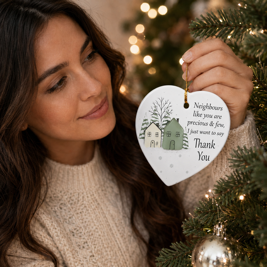 2D Sea Glass Effect Printed Thank You Neighbours Appreciation Bulk Christmas Gifts - Ceramic Ornament