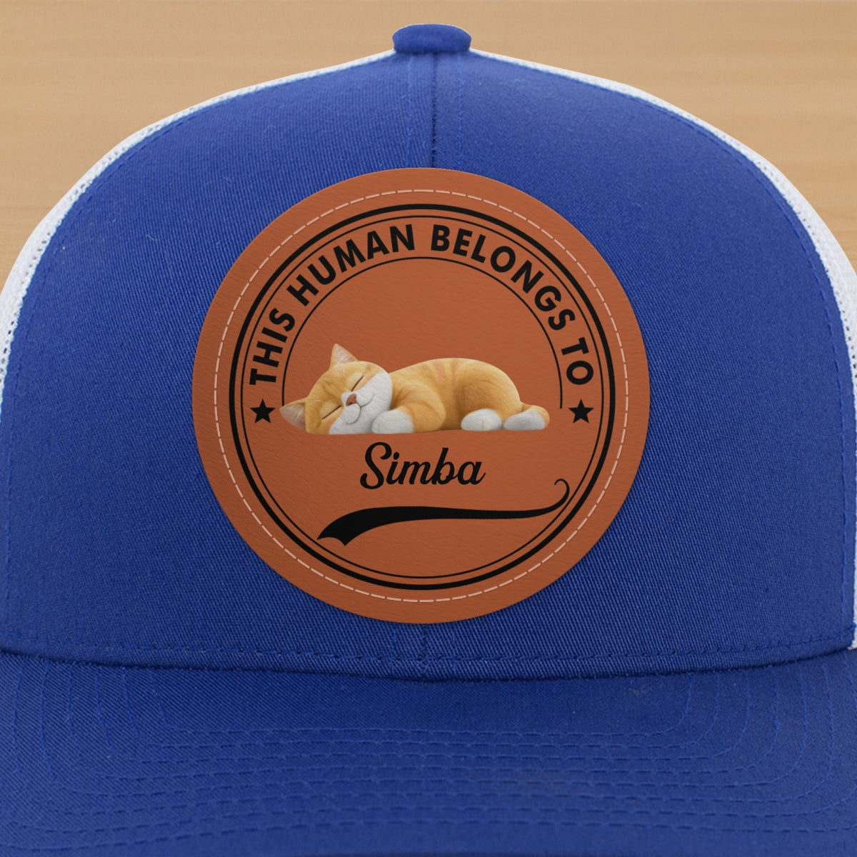 This Human Belongs To Cute Sleeping Cats Personalized Leather Patch Hat, Father's Day gift