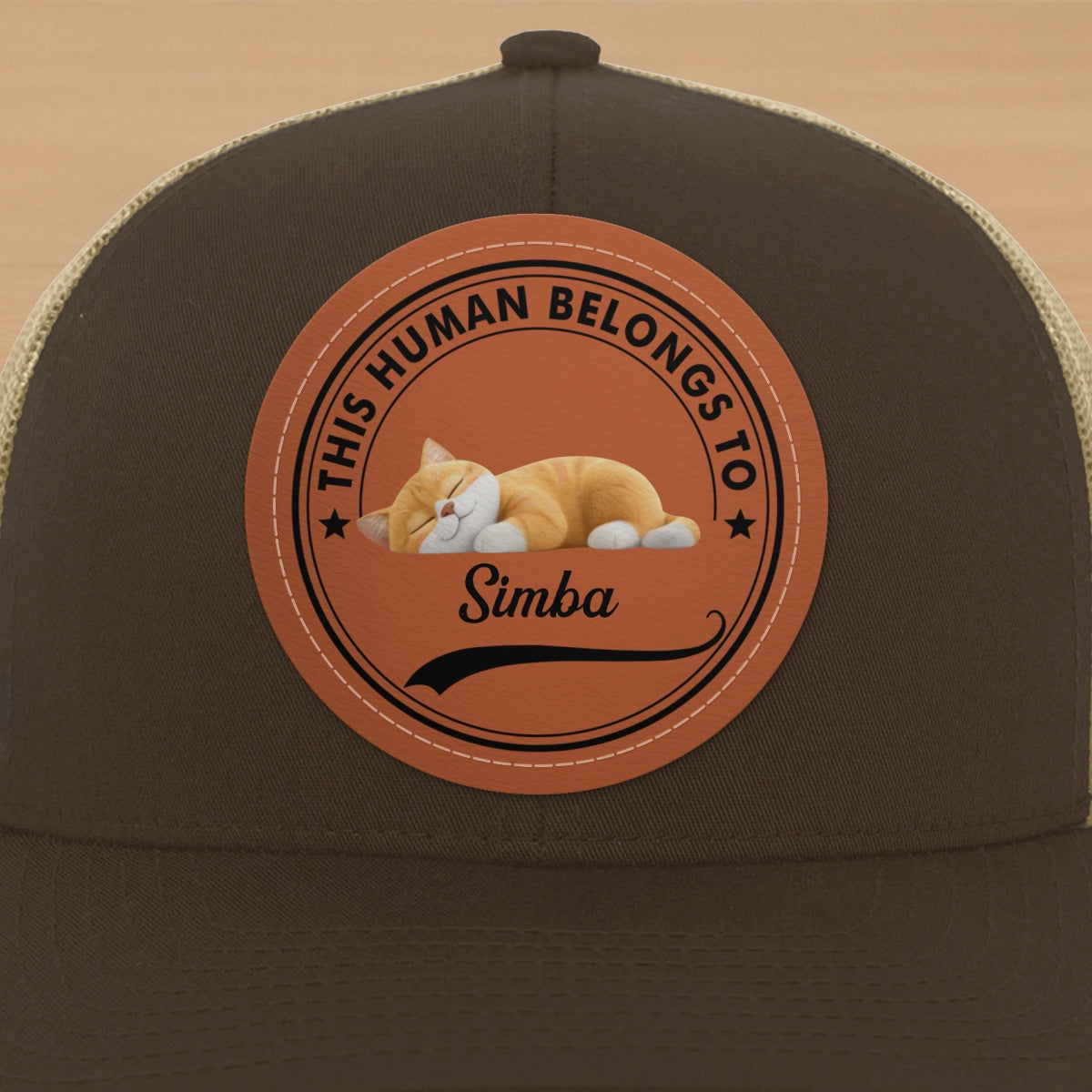 This Human Belongs To Cute Sleeping Cats Personalized Leather Patch Hat, Father's Day gift