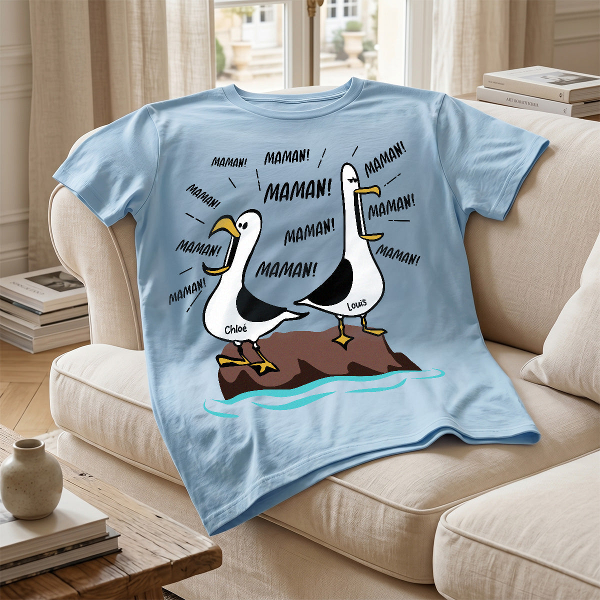 Mouettes Maman! Maman! Maman! – T-shirt Personnalis – Cadeau Rigolo pour la Fte des Mres