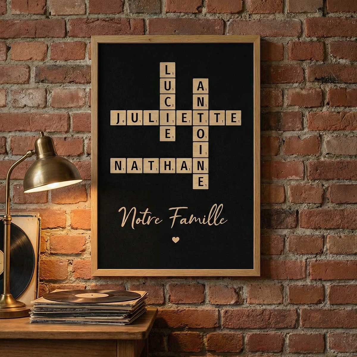 Tableau Mots Croiss de Famille - Cr en un instant, chri pour toujours - Affiche Personnalise