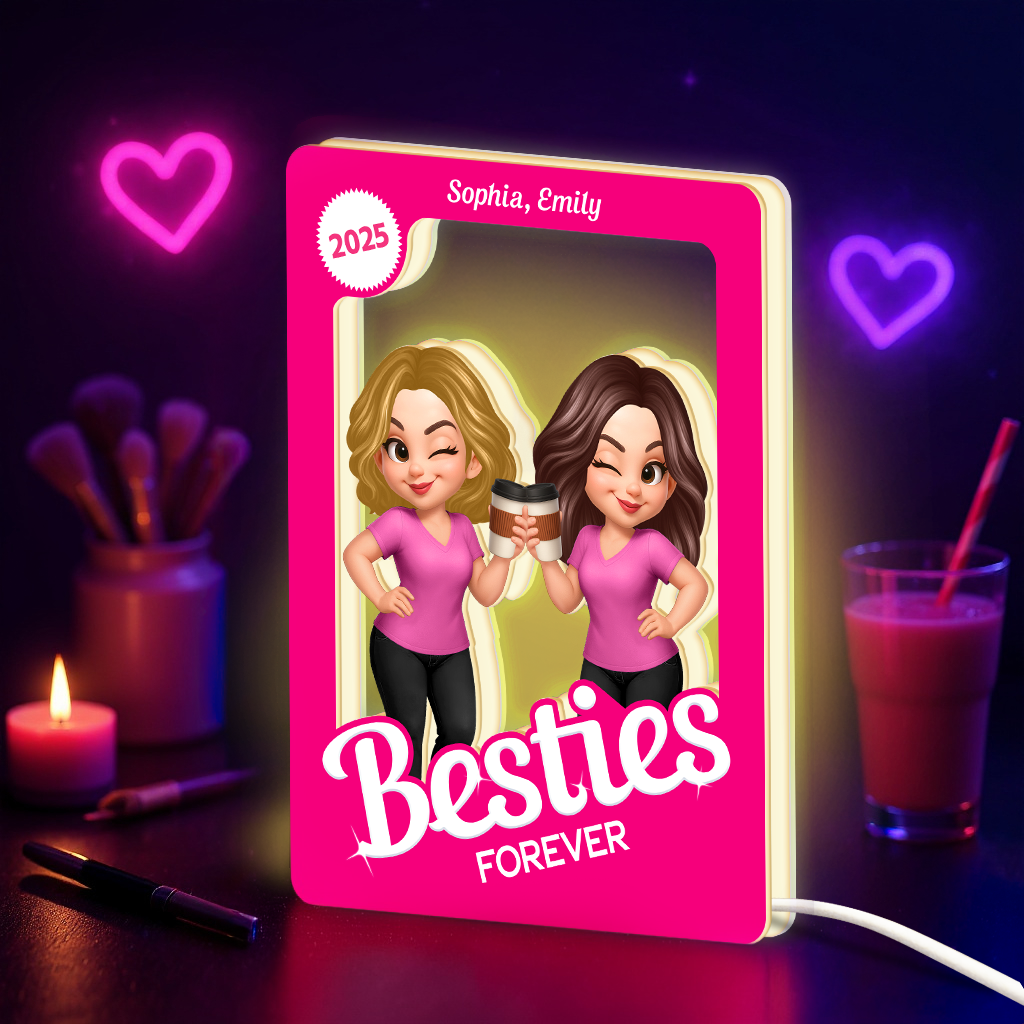 Besties Partners In Crime Pink Toy Box Style - Personalized Light Box - Gift For Best Friends