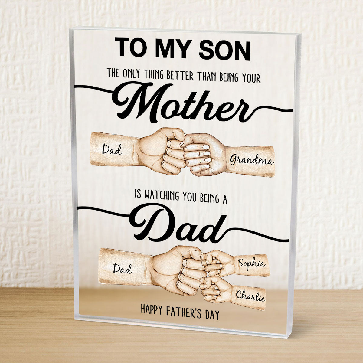 The Only Thing Better Than Being Your Mother Fist Bump Personalized Acrylic Block,  gift for Son from Mom