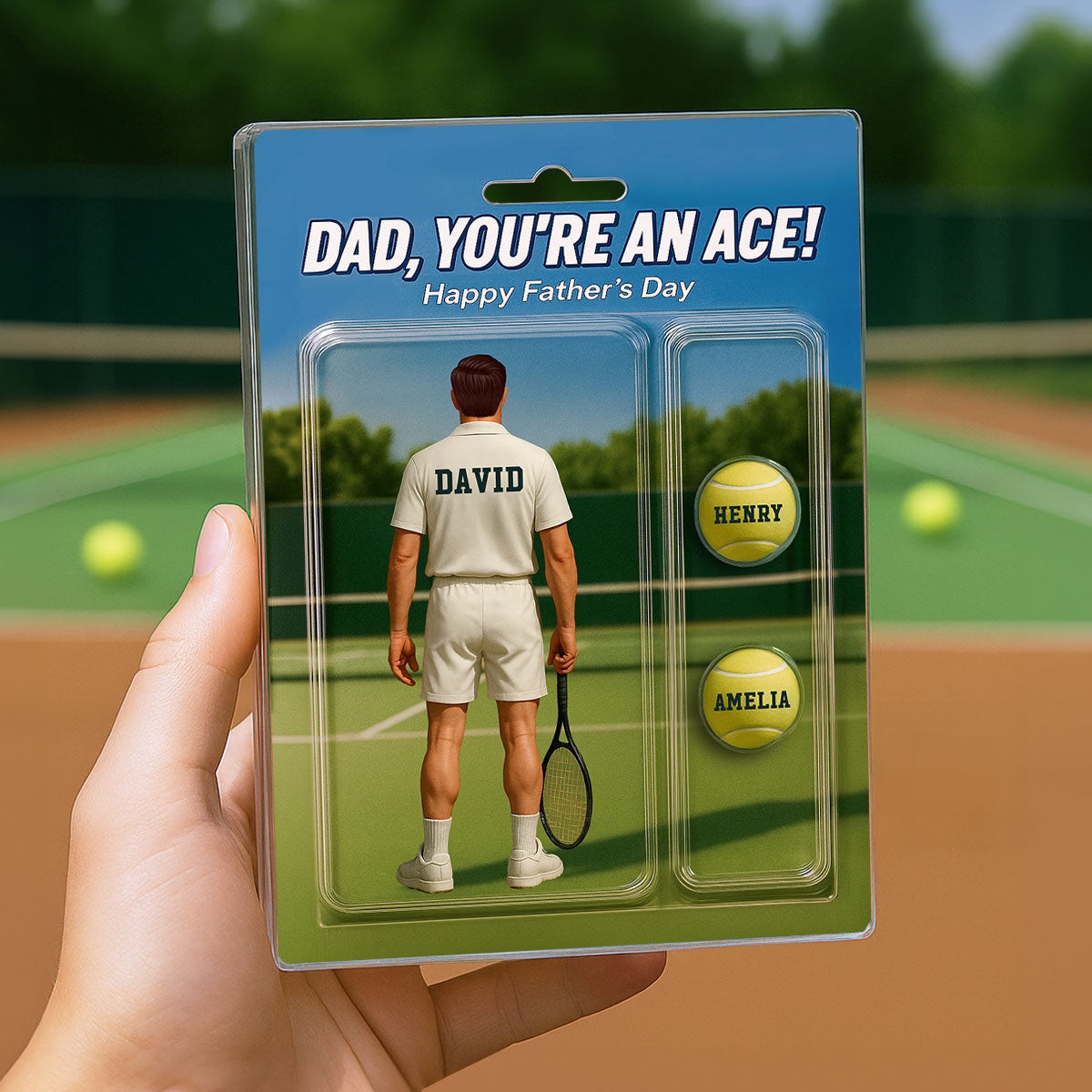 You're An Ace Tennis Dad With Kids' Names Custom Figure Personalized Acrylic Block Plaque,  Gift For Him, For Dad