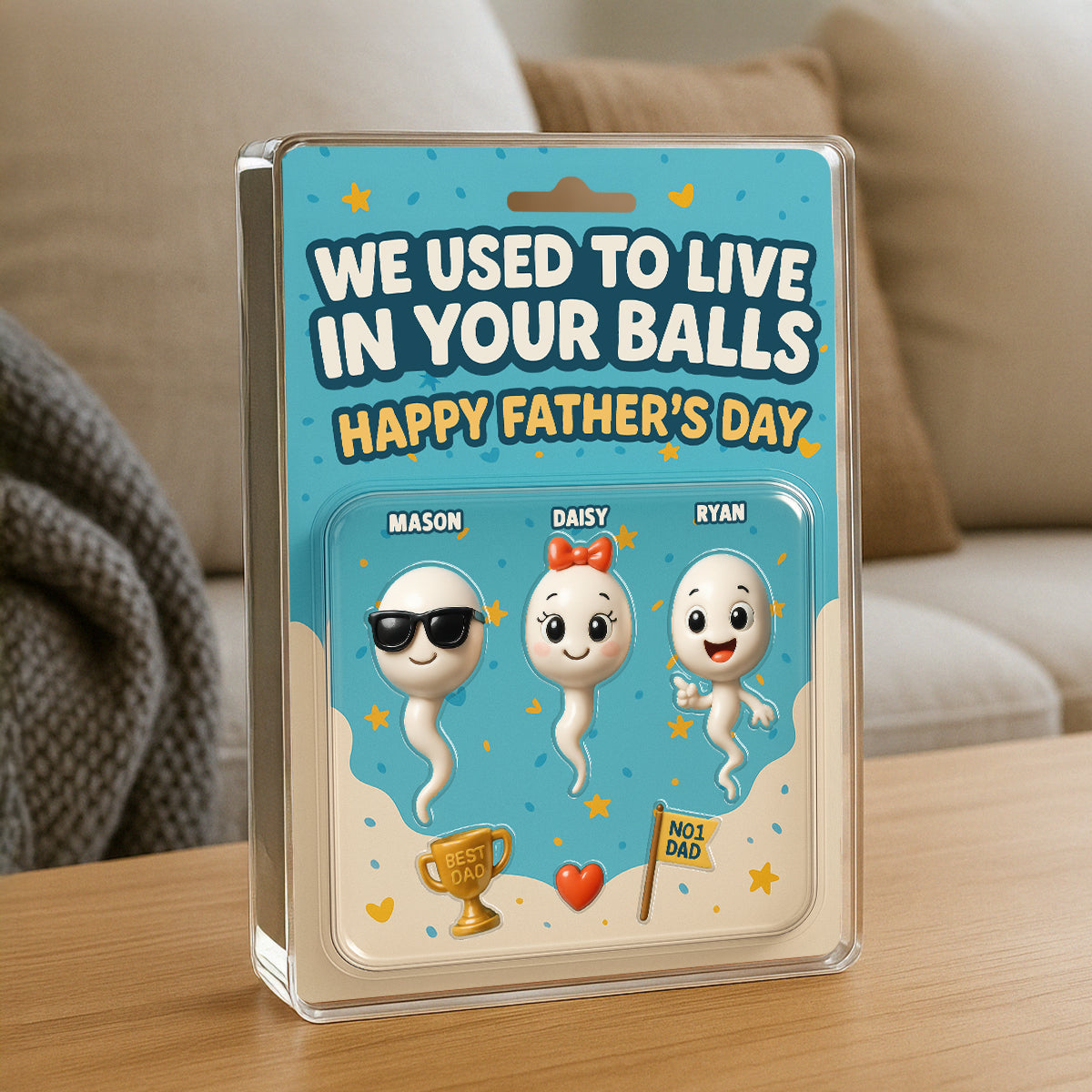 We Used To Live In Your Balls Dad Customer Figure Personalized Acrylic Block Plaque,  Gift for Dad, Gift for Husband