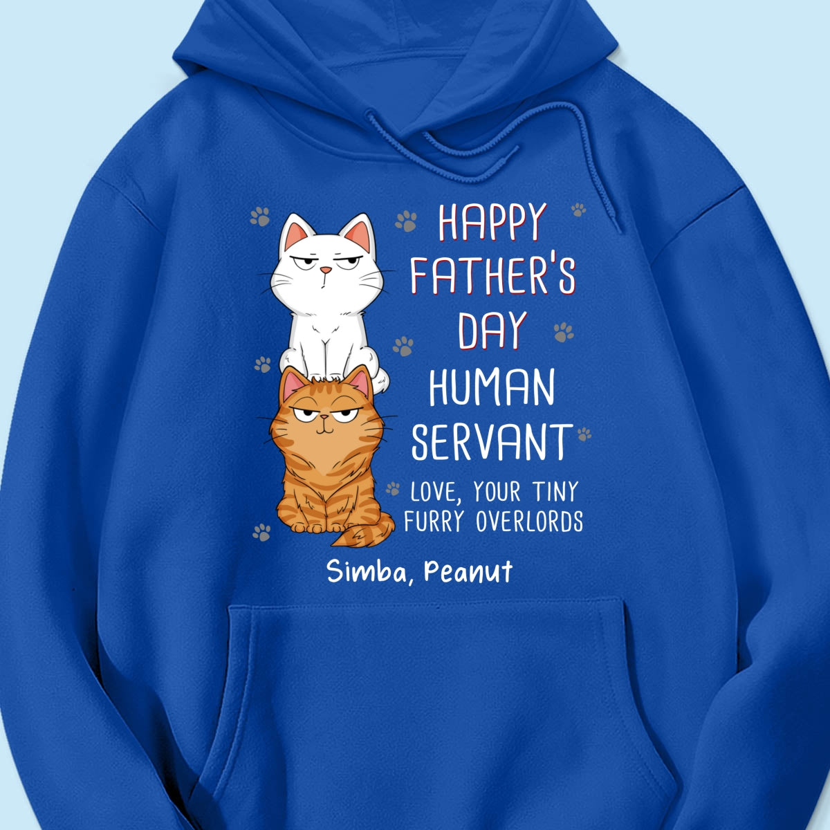 Happy Father‘s Day Human Servant Stacked Cats Funny Gift For Cat Lover Personalized Dark Color Shirt